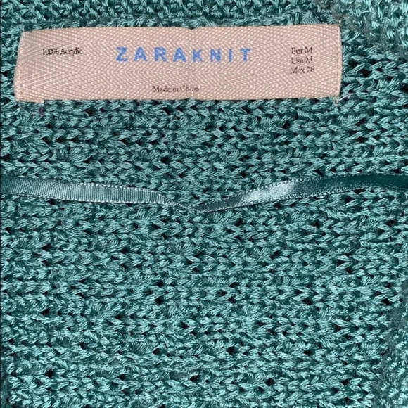 Zara Teal slouchy open knit  cardigan M - Picture 10 of 12